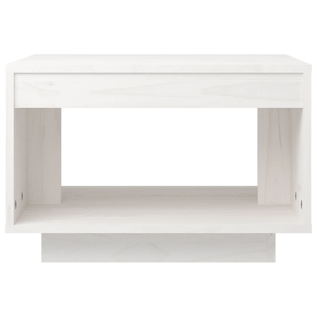 Tavolino da Salotto Bianco 50x50x33,5 cm Legno Massello di Pino 808504