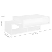 Tavolino da Salotto Bianco 102x55x42 cm Legno Legno Multistrato cod mxl 9919