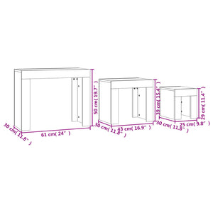 Tavolini da Salotto Impilabili 3pz Grigio Cemento in Truciolato 808544