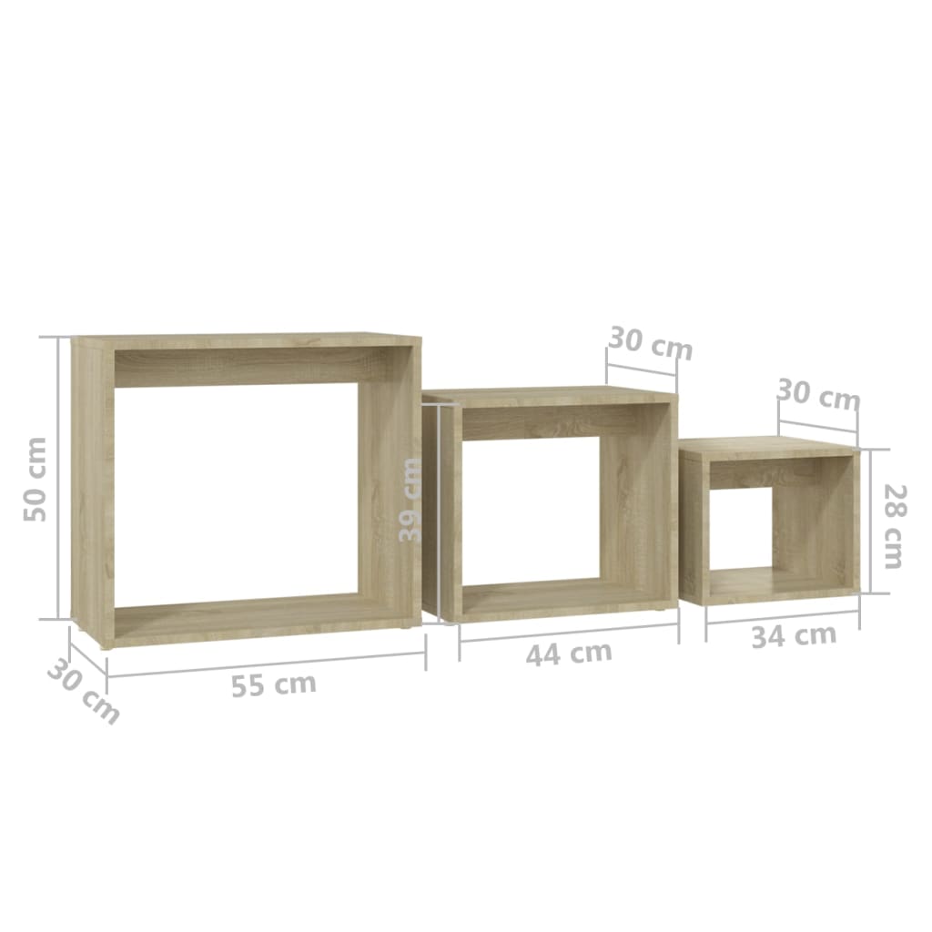 Tavolini Impilabili 3 pz Rovere Sonoma in Truciolato 808579