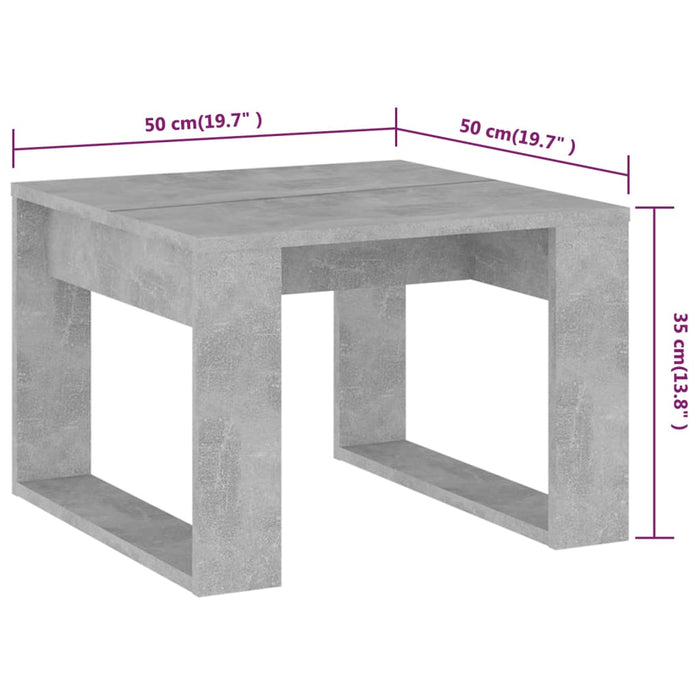 Tavolino Servizio Grigio Cemento 50x50x35 cm in Truciolato 808625