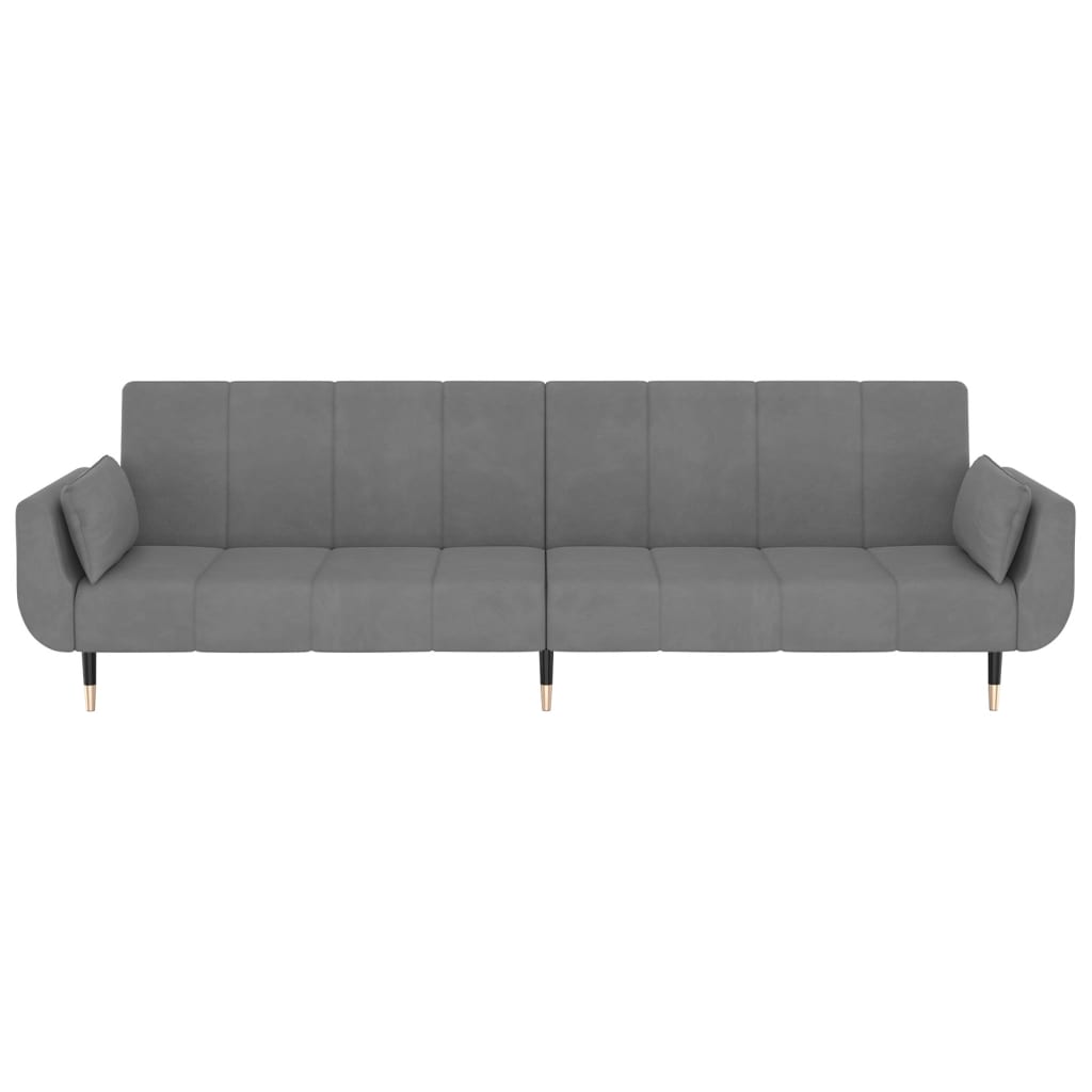 Divano Letto a 2 Posti con 2 Cuscini Grigio Chiaro in Velluto cod mxl 13452