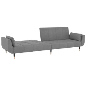 Divano Letto a 2 Posti con 2 Cuscini Grigio Chiaro in Velluto cod mxl 13452