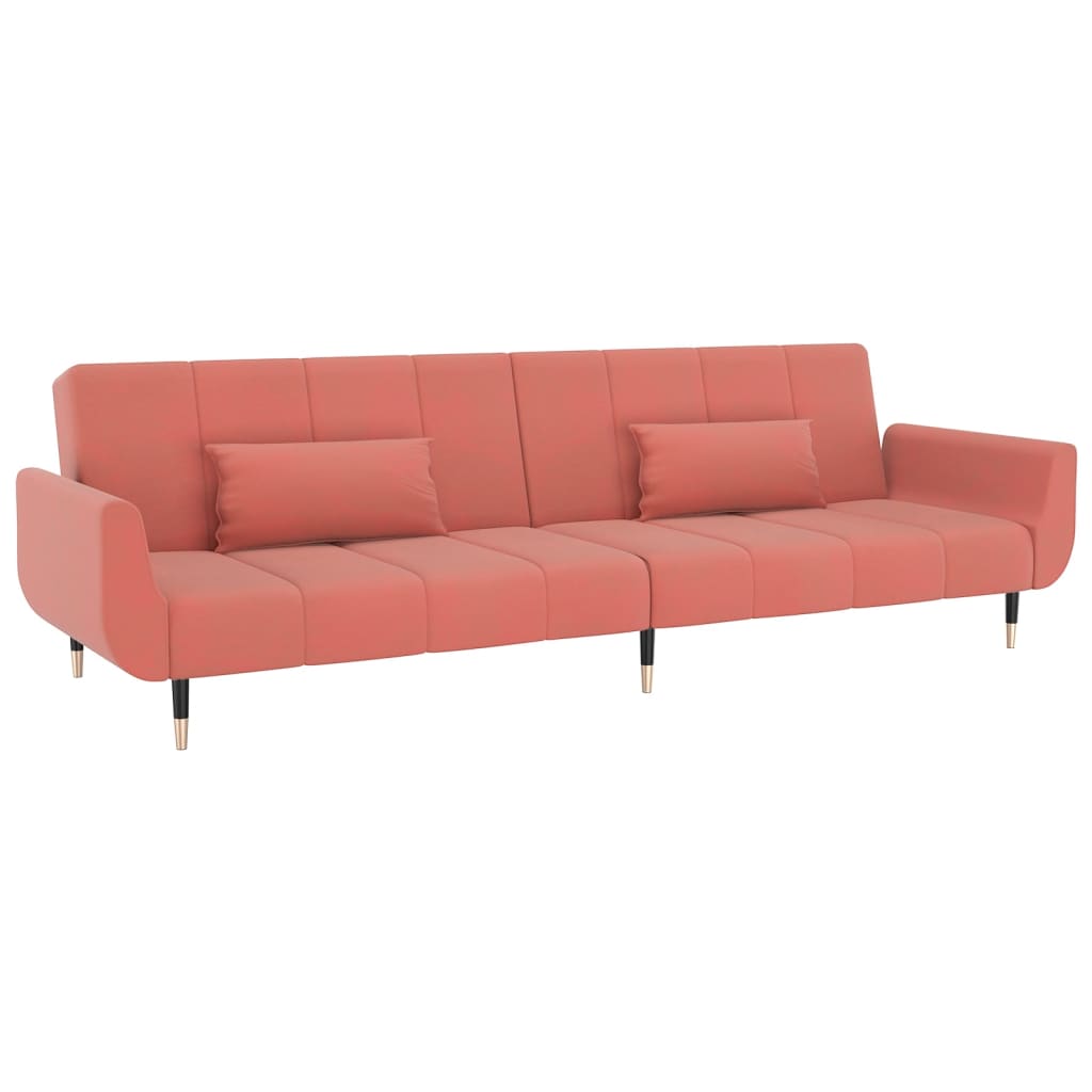 Divano Letto a 2 Posti con 2 Cuscini Rosa in Velluto cod mxl 15363