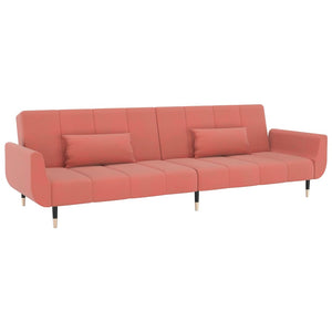 Divano Letto a 2 Posti con 2 Cuscini Rosa in Velluto cod mxl 15363