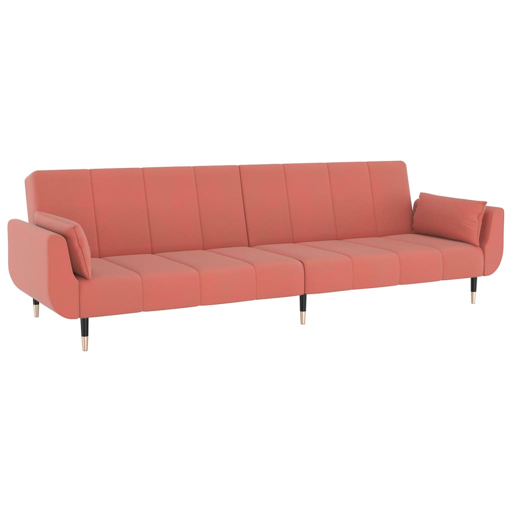 Divano Letto a 2 Posti con 2 Cuscini Rosa in Velluto cod mxl 15363