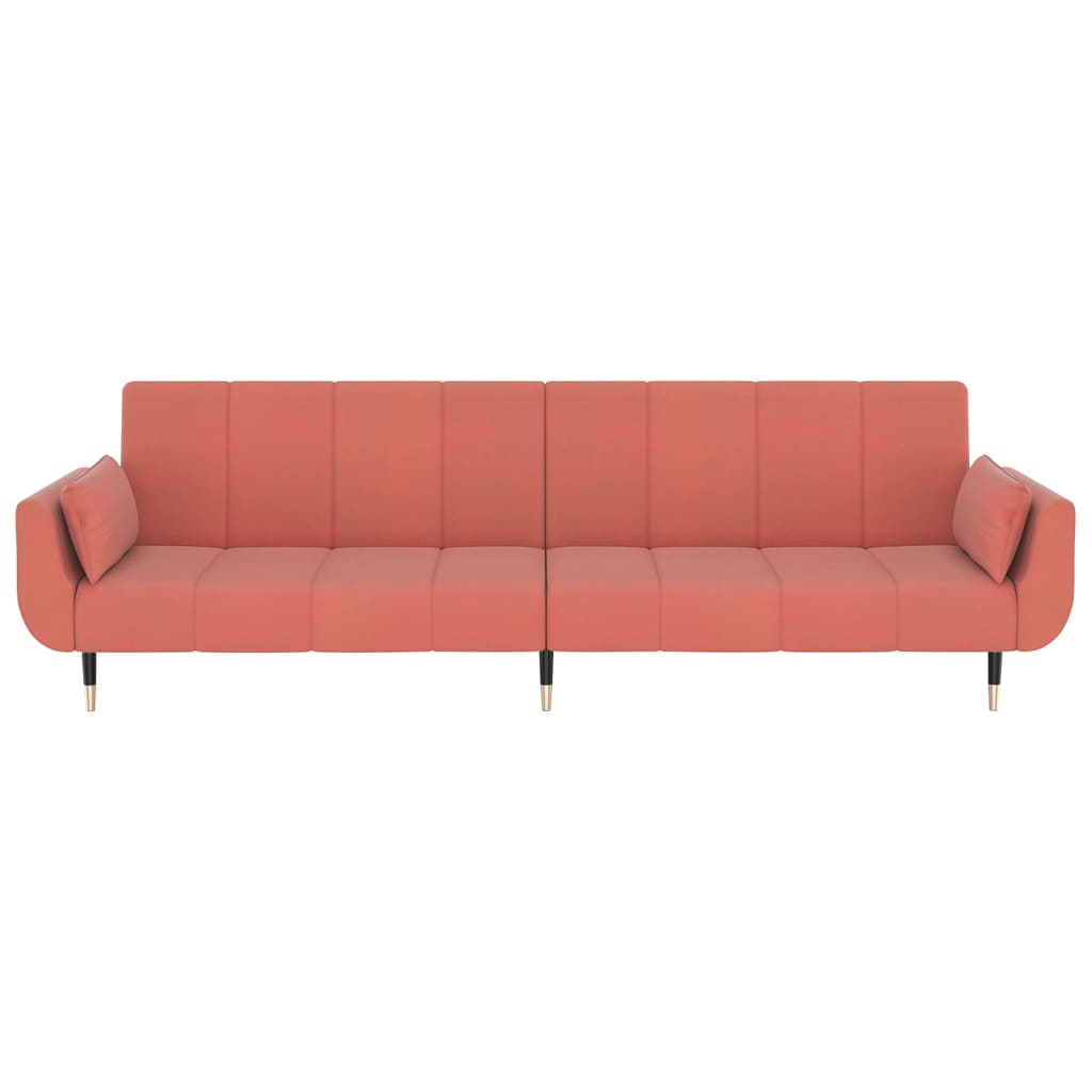 Divano Letto a 2 Posti con 2 Cuscini Rosa in Velluto cod mxl 15363