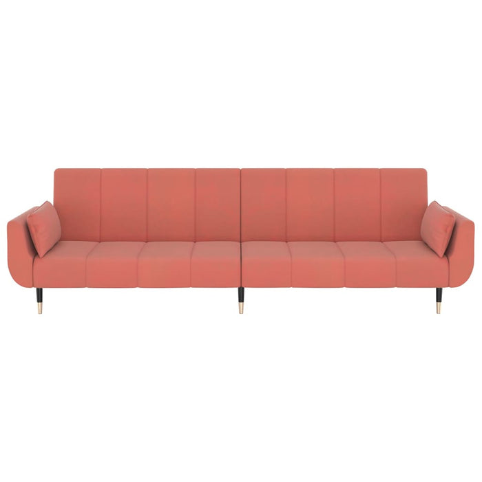 Divano Letto a 2 Posti con 2 Cuscini Rosa in Velluto cod mxl 15363