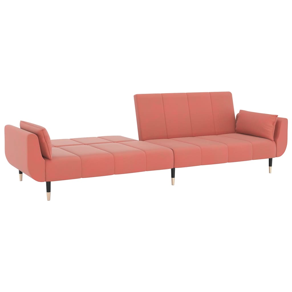 Divano Letto a 2 Posti con 2 Cuscini Rosa in Velluto cod mxl 15363