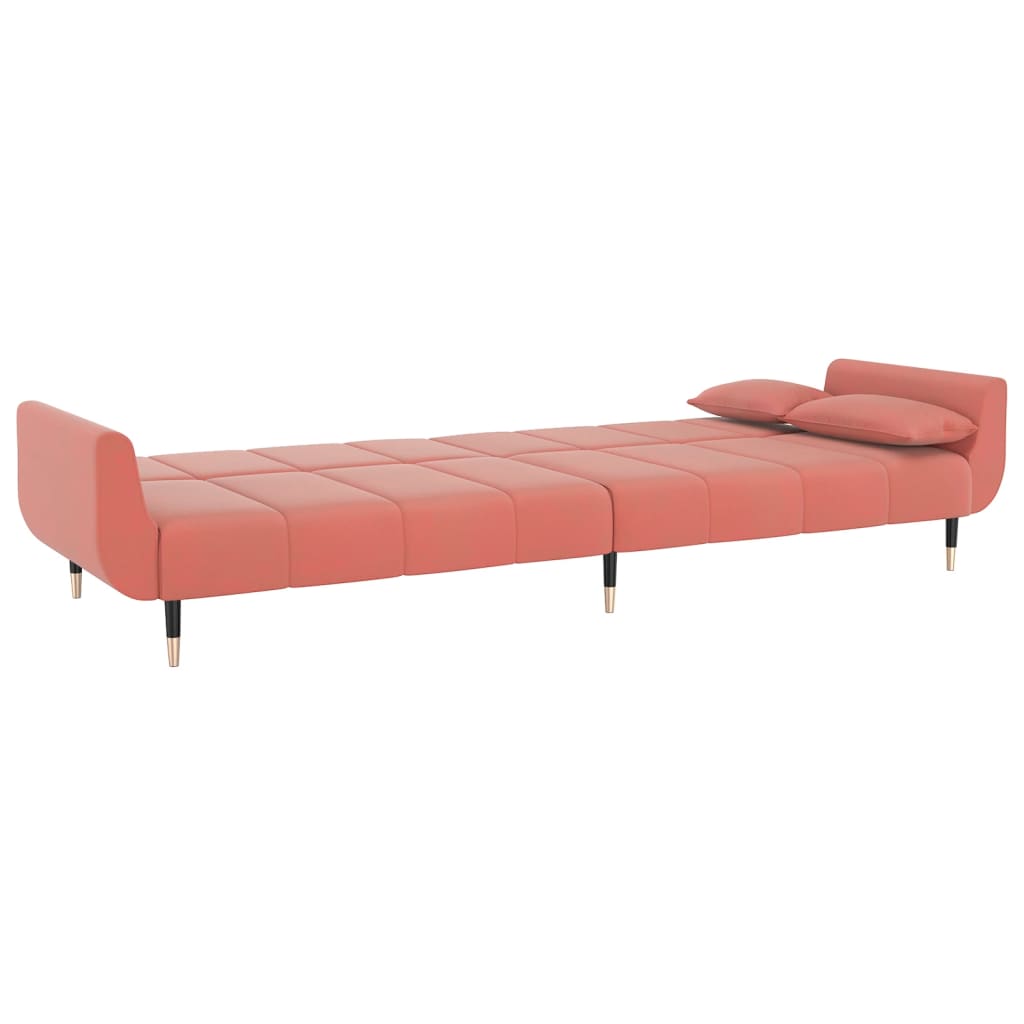 Divano Letto a 2 Posti con 2 Cuscini Rosa in Velluto cod mxl 15363