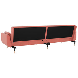 Divano Letto a 2 Posti con 2 Cuscini Rosa in Velluto cod mxl 15363