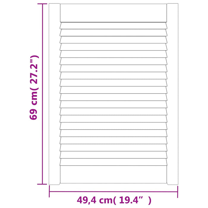 Ante a Lamelle 4 pz in Legno Massello di Pino Bianche 69x49,4cm 151165