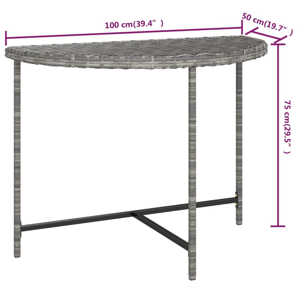 Tavolo da Giardino Grigio 100x50x75 cm in Polyrattan cod mxl 34191