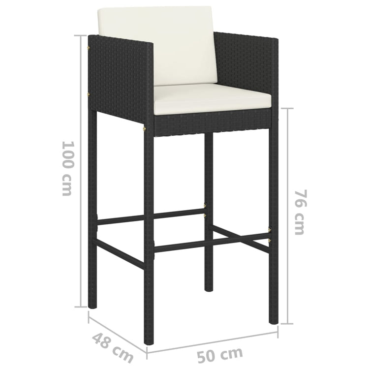 Sgabelli da Bar 2 pz con Cuscini Neri in Polyrattan 316657