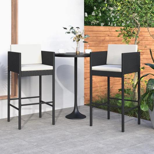 Sgabelli da Bar 2 pz con Cuscini Neri in Polyrattan 316657