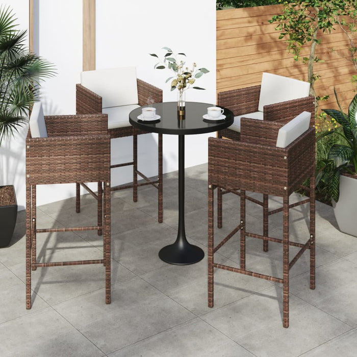 Sgabelli da Bar 4 pz con Cuscini Marroni in Polyrattan cod mxl 60013