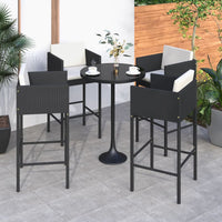 Sgabelli da Bar 4 pz con Cuscini Neri in Polyrattan 316660