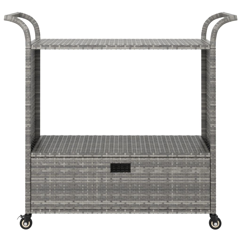 Carrello da Bar con Cassetto Grigio 100x45x97 cm in Polyrattan cod mxl 58095