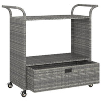 Carrello da Bar con Cassetto Grigio 100x45x97 cm in Polyrattan cod mxl 58095