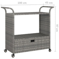 Carrello da Bar con Cassetto Grigio 100x45x97 cm in Polyrattan cod mxl 58095