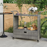 Carrello da Bar con Cassetto Grigio 100x45x97 cm in Polyrattan cod mxl 58095