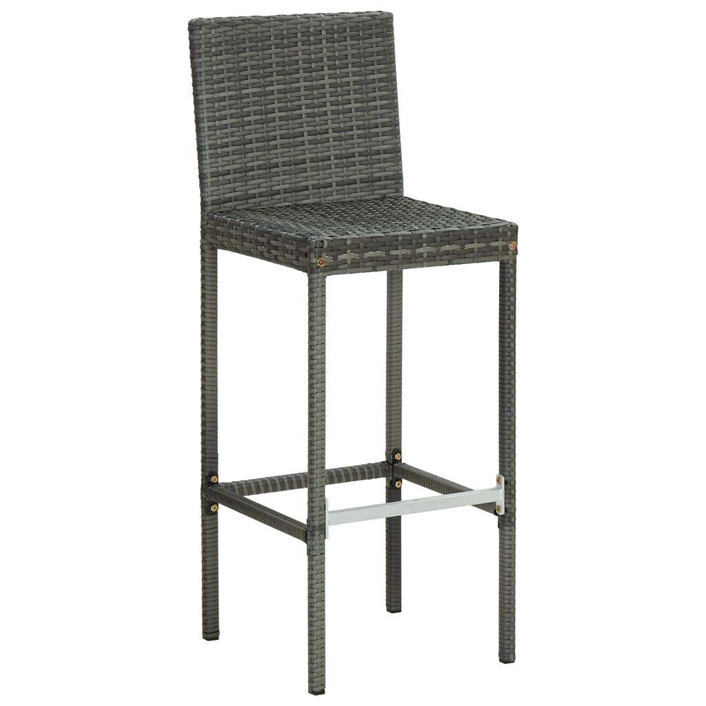 Sgabelli da Bar con Cuscini 2 pz Grigi in Polyrattan 316669