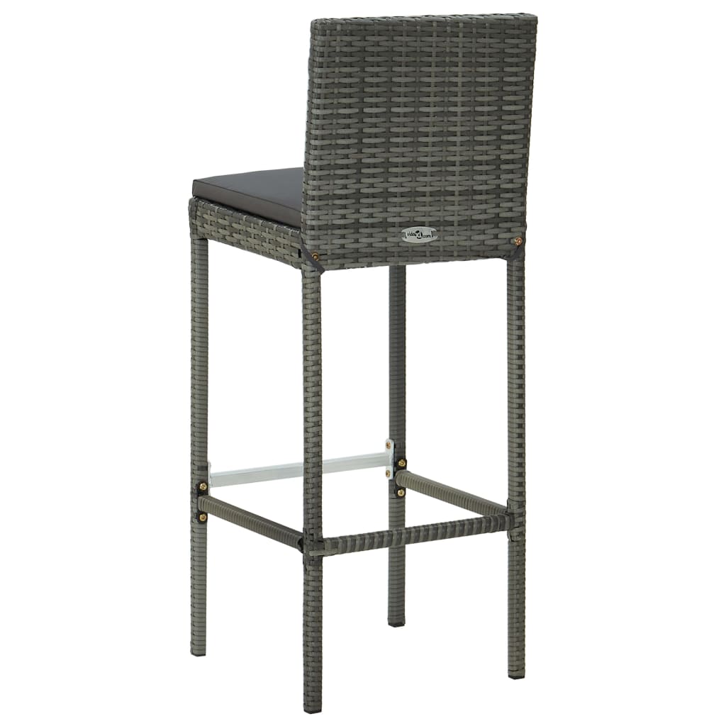 Sgabelli da Bar con Cuscini 2 pz Grigi in Polyrattan 316669