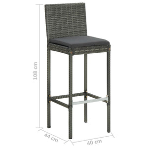 Sgabelli da Bar con Cuscini 2 pz Grigi in Polyrattan 316669