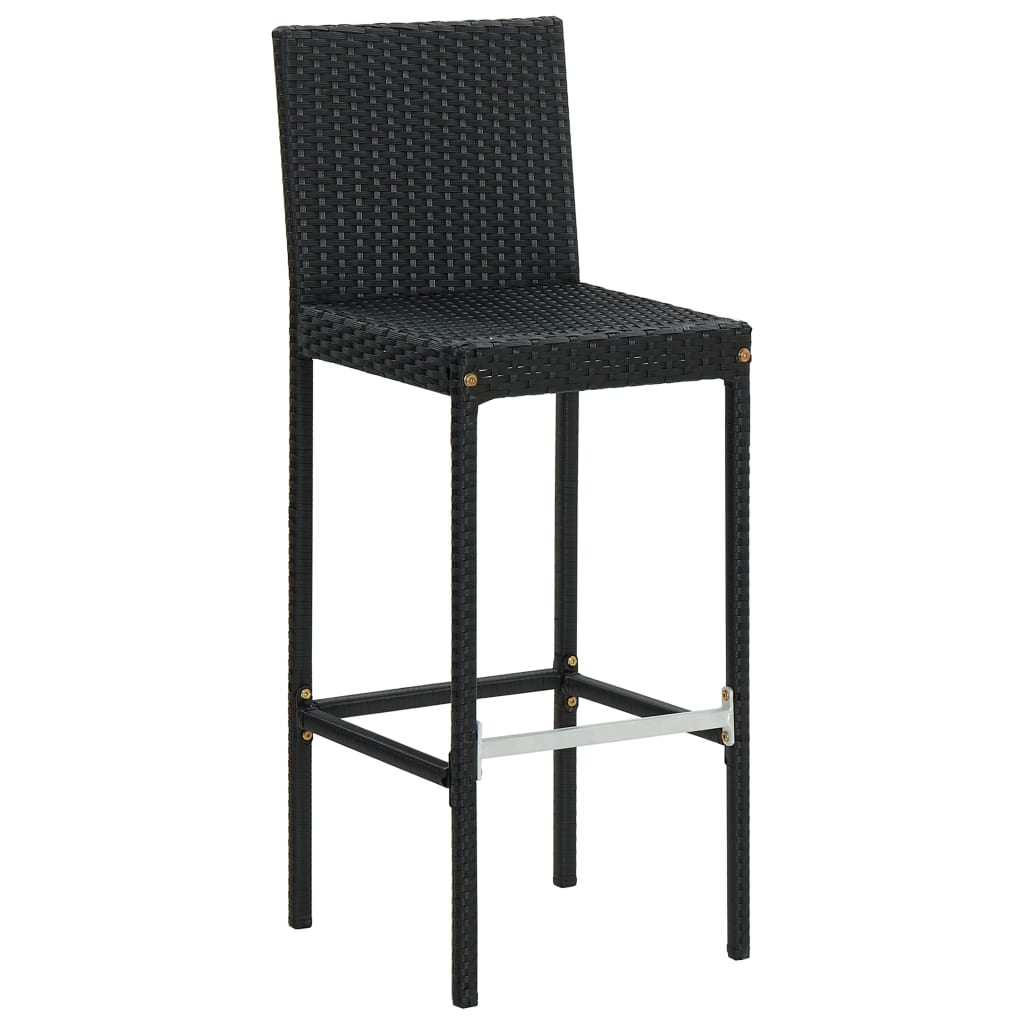 Sgabelli da Bar con Cuscini 4 pz Neri in Polyrattan 316670