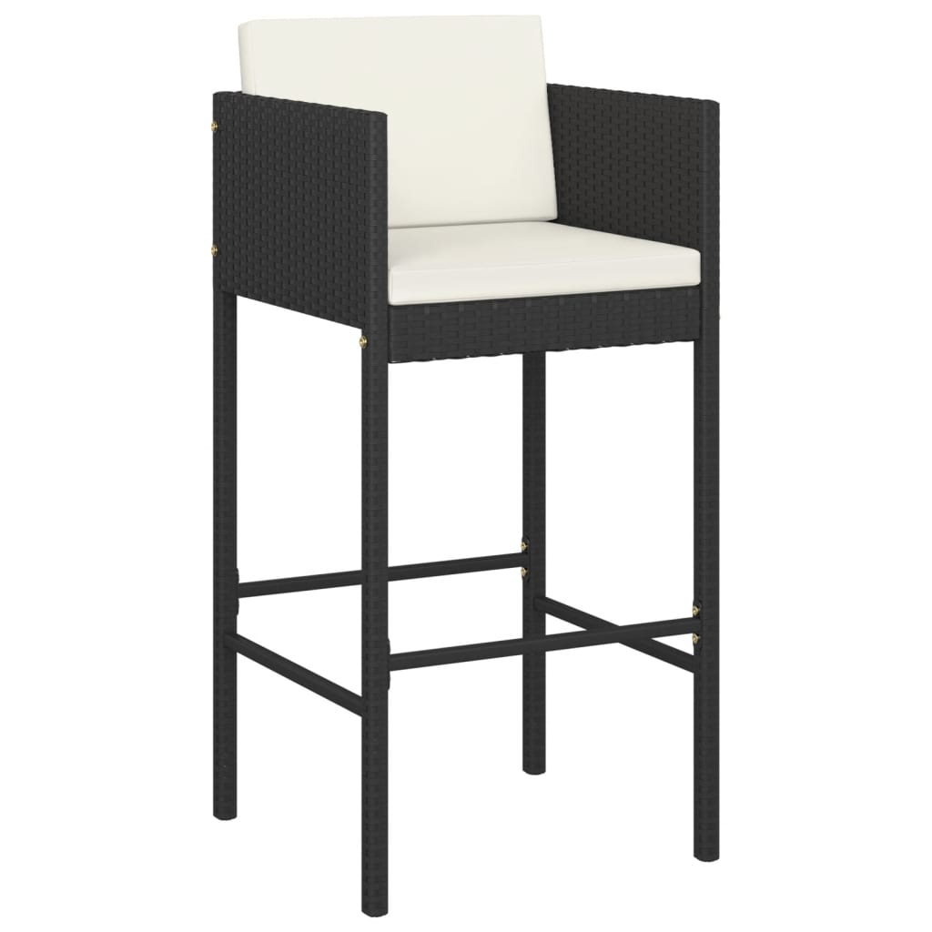 Sgabelli da Bar 2 pz con Cuscini Nero in Polyrattan 316673