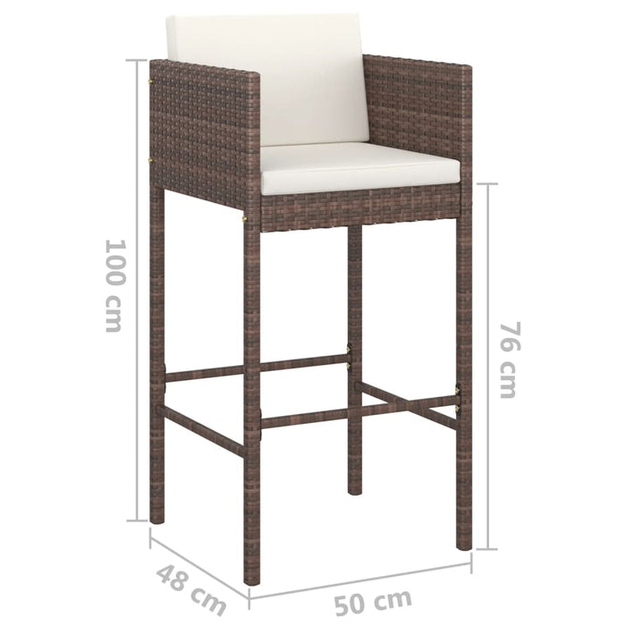 Sgabelli da Bar 4 pz con Cuscini Marroni in Polyrattan 316675