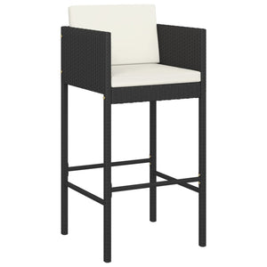 Sgabelli da Bar 4 pz con Cuscini Nero in Polyrattan 316676