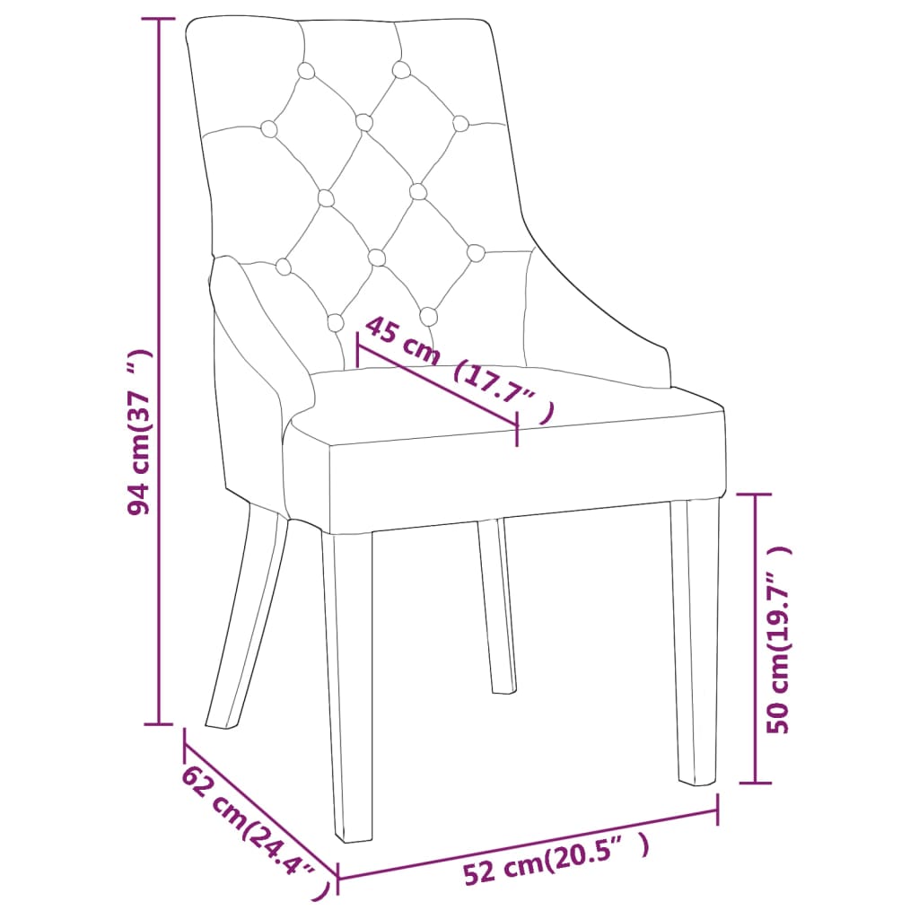 Sedie da Pranzo 6 pz Crema in Velluto 3080243