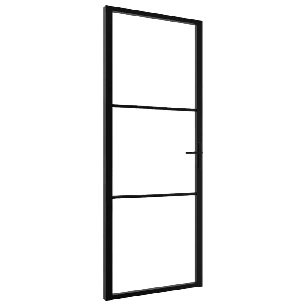 Porta da Interno ESG Vetro e Alluminio 76x201,5 cm Nera cod mxl 66120