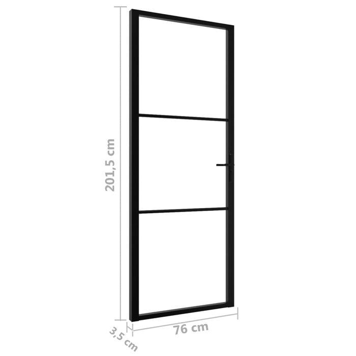 Porta da Interno ESG Vetro e Alluminio 76x201,5 cm Nera 151198