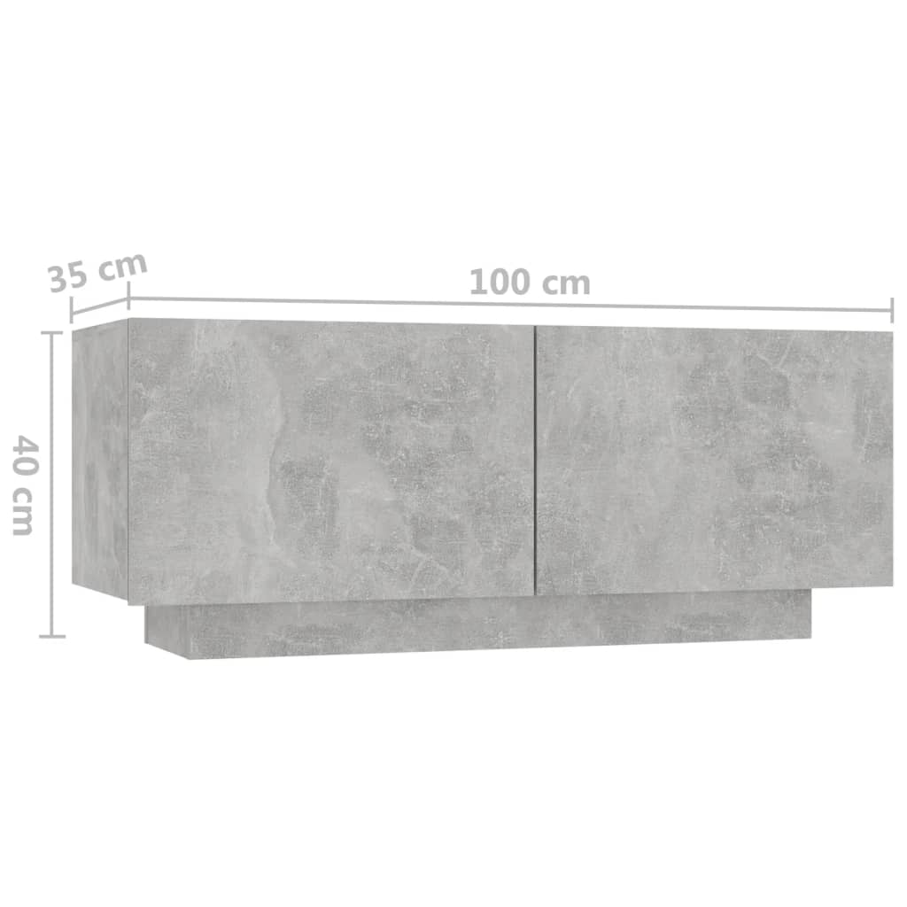 Comodino Grigio Cemento 100x35x40 cm in Truciolato 3082769