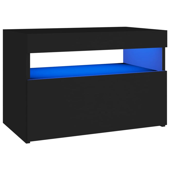 Comodino con Luci LED Nero 60x35x40 cm in Legno Multistrato 3082776