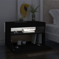 Comodino con Luci LED Nero 60x35x40 cm in Legno Multistrato 3082776