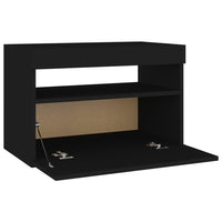 Comodino con Luci LED Nero 60x35x40 cm in Legno Multistrato 3082776