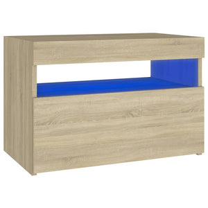 Comodino con Luci LED Sonoma 60x35x40 cm in Legno Multistrato cod mxl 30651