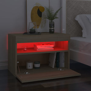 Comodino con Luci LED Sonoma 60x35x40 cm in Legno Multistrato cod mxl 30651