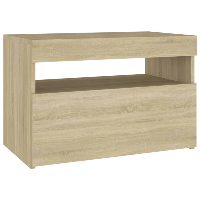 Comodino con Luci LED Sonoma 60x35x40 cm in Legno Multistrato cod mxl 30651