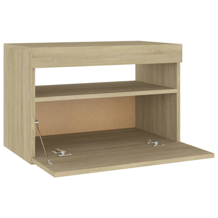 Comodino con Luci LED Sonoma 60x35x40 cm in Legno Multistrato cod mxl 30651