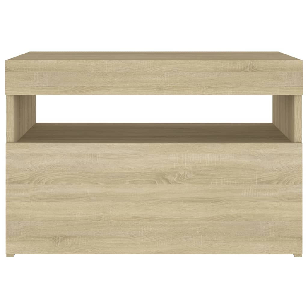 Comodino con Luci LED Sonoma 60x35x40 cm in Legno Multistrato cod mxl 30651