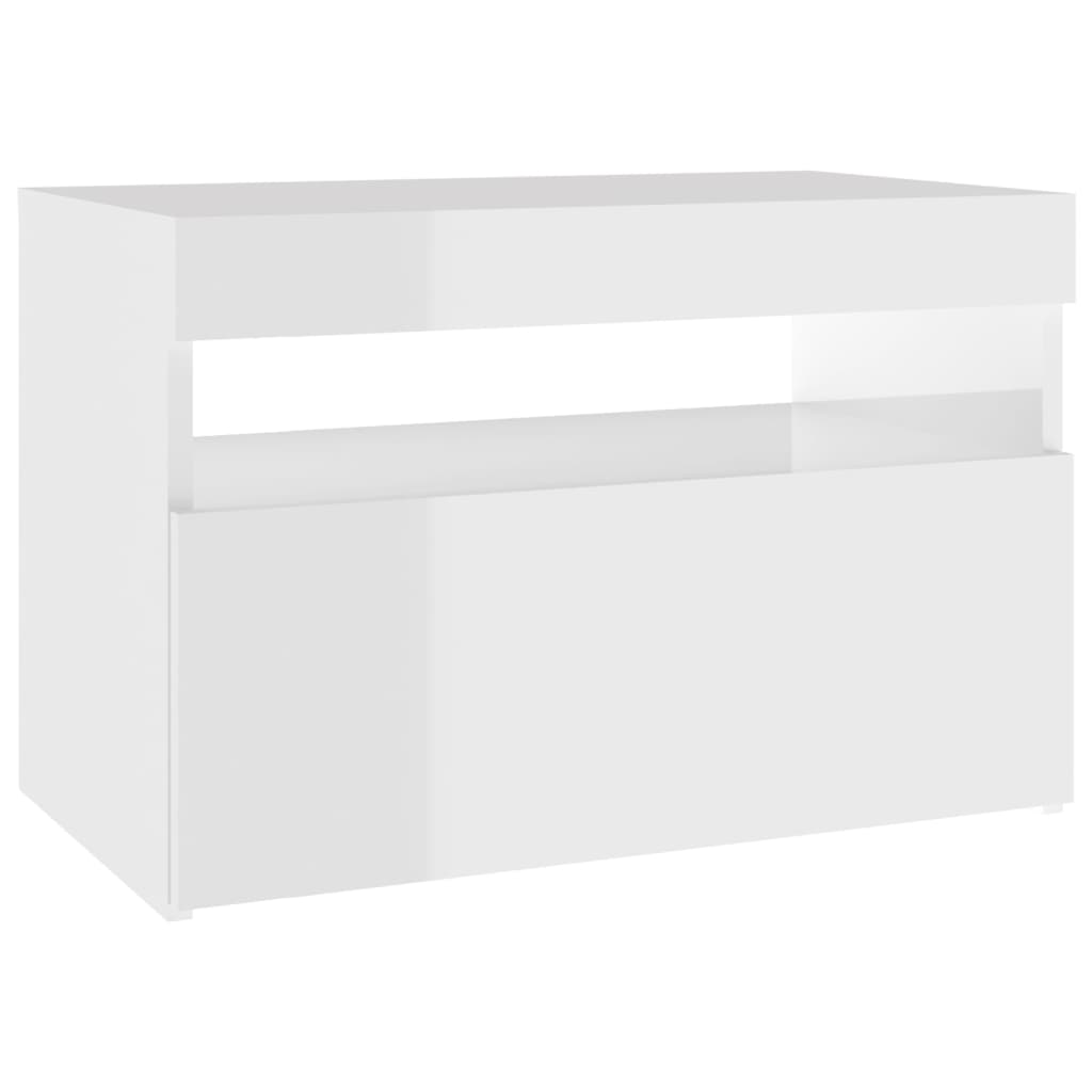 Comodino e Luci a LED Bianco Lucido 60x35x40 cm  cod mxl 31119