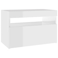 Comodino e Luci a LED Bianco Lucido 60x35x40 cm  cod mxl 31119