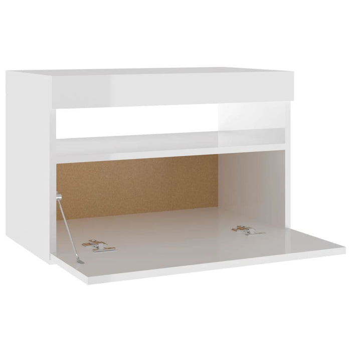 Comodino e Luci a LED Bianco Lucido 60x35x40 cm  cod mxl 31119