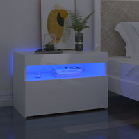 Comodino e Luci a LED Bianco Lucido 60x35x40 cm  cod mxl 31119