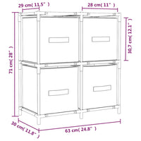 Armadietto con 4 Cesti in Tessuto Crema 63x30x71 cm Acciaio cod mxl 44822