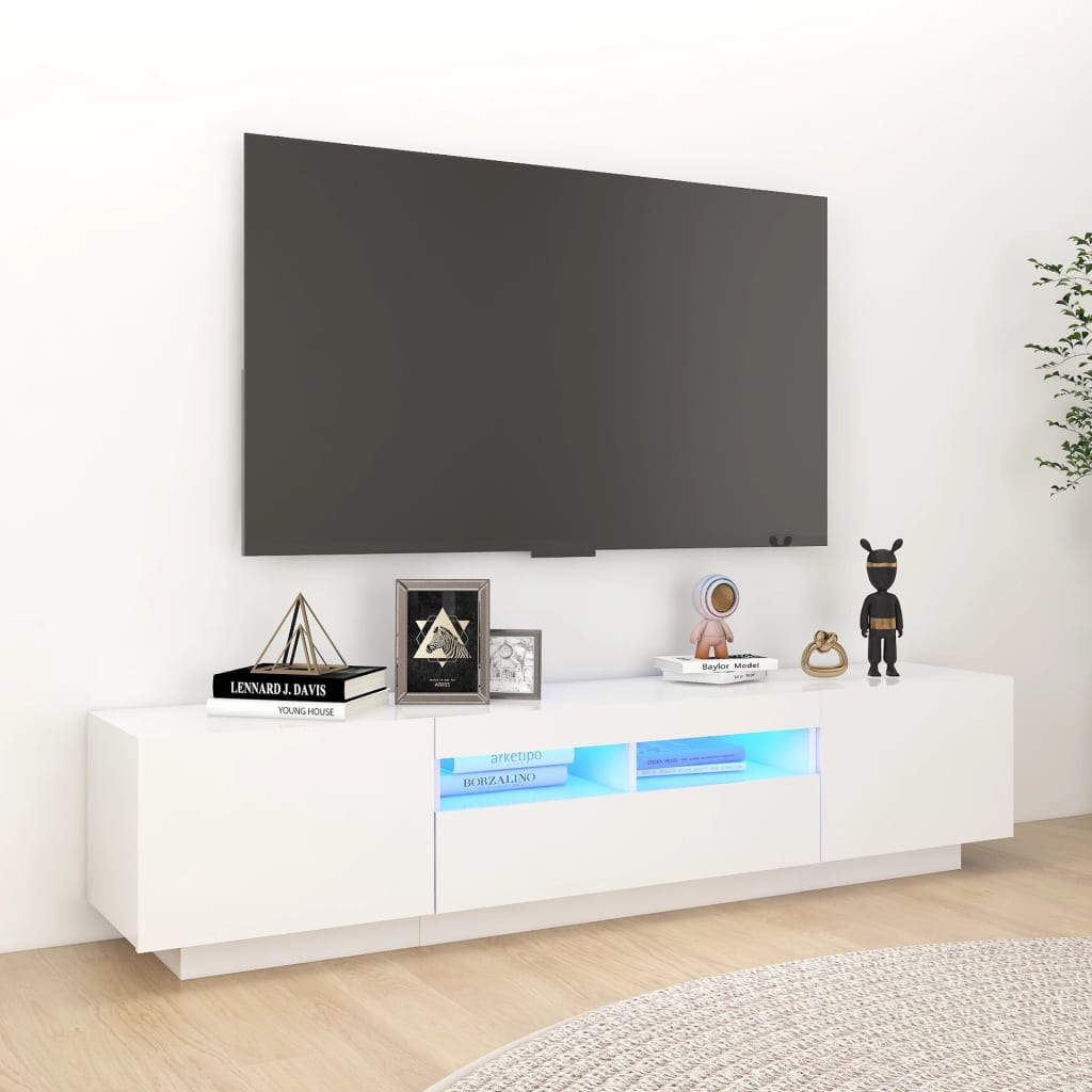 Mobile Porta TV con Luci LED Bianco 180x35x40 cm 3081897